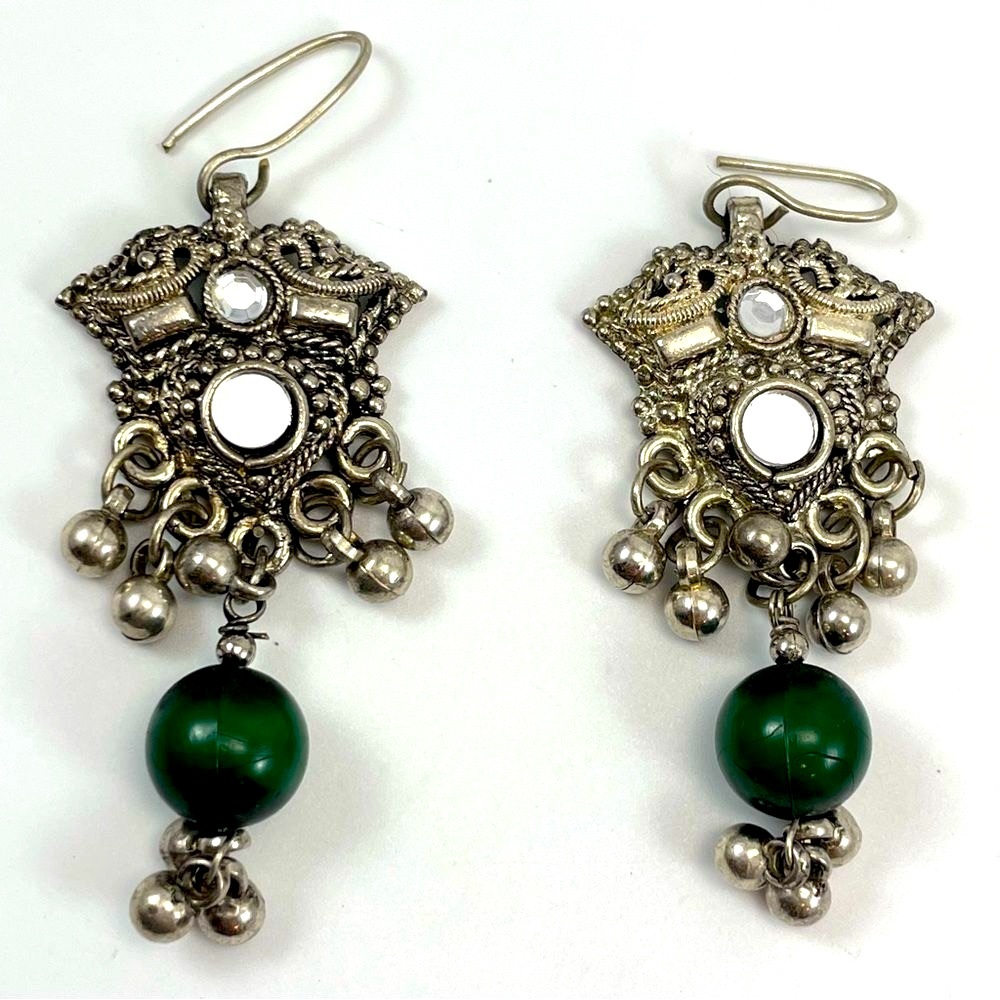 Vintage Bridal Formal Silver Tone Rhinestone Dangle Earrings Chandelier Art Deco